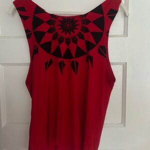 Bold Red and Black Geometric Women's Muscle Tee